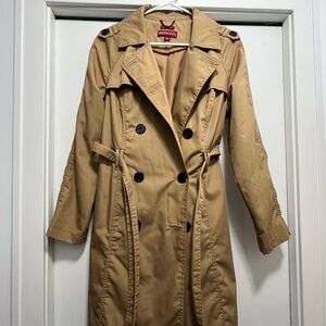 Women’s Tan/Camel Button Duster / Trench Coat Water Repellent size small